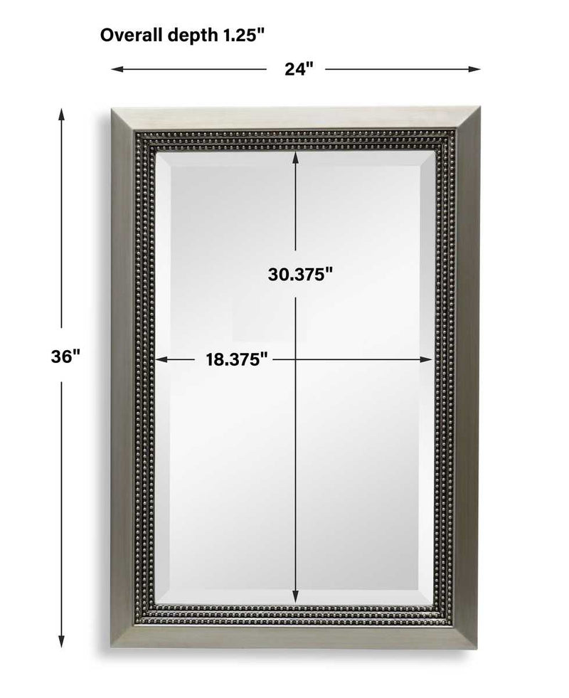 Vossa Warm Silver Mirror | Modern Rectangle Polystyrene Frame Bathroom Vanity Mirror Mounted Vertical or Horizontal (24 in. W x 36 in. H x 1 in. D)