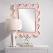 Uttermost Sea Coral 09955 pink modern coastal rectangle bathroom vanity mirror with organic coral-inspired textured frame, 27 in. W x 34 in. H