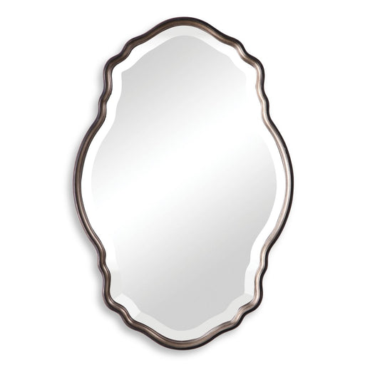Lunava Antique Silver Champagne Mirror | Modern Oval Engineered Wood Frame Bathroom Vanity Mirror Mounted Vertical or Horizontal (22 in. W x 33 in. H x 1 in. D)