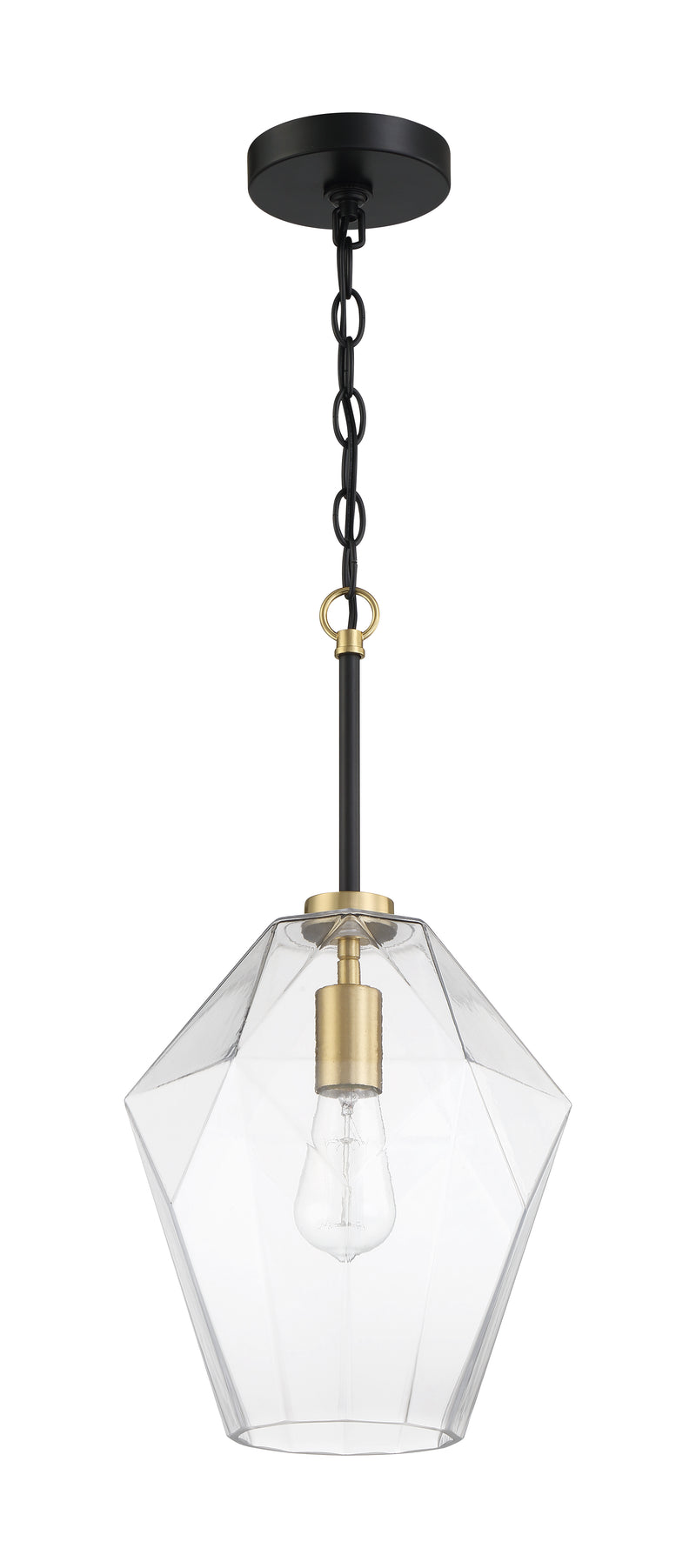 Craftmade 56992-FBSB Avante Grand 1 Light Pendant -Flat Black/Satin Brass