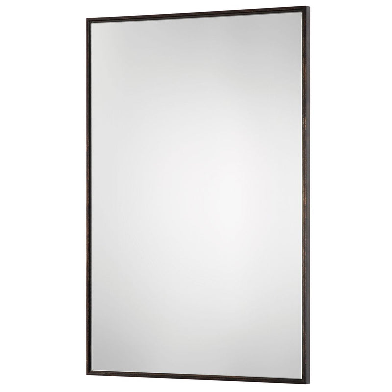 Linea Oil Rubbed Bronze Mirror | Modern Rectangle Metal Frame Bathroom Vanity Mirror Mounted Vertical or Horizontal (24 in. W x 36 in. H x 1 in. D)