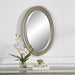 Ovira Metallic Silver Mirror | Modern Oval Polystyrene Frame Bathroom Vanity Mirror Mounted Vertical or Horizontal (21 in. W x 31 in. H x 1 in. D)