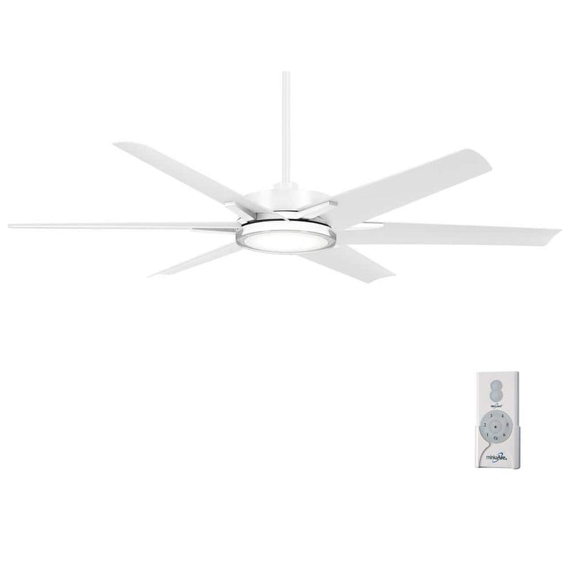 Minka Aire F866L-WHF Deco 65" Flat White LED Outdoor Ceiling Fan with Remote - ALCOVE LIGHTING