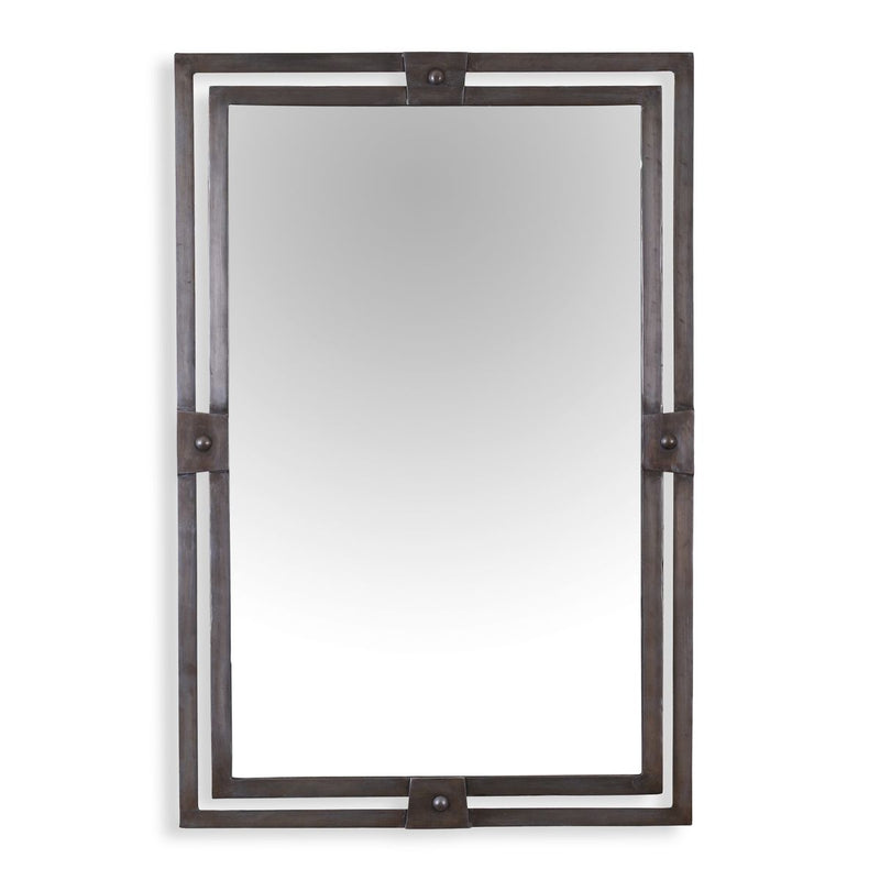 Rovek Distressed Gunmetal Mirror | Modern Rectangle Iron Frame Bathroom Vanity Mirror Mounted Vertical or Horizontal (24 in. W x 36 in. H x 1 in. D)