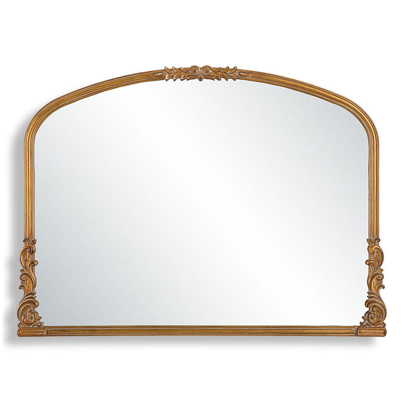 Evara Antique Gold Mirror | Classic Ornate Baroque Mantel Engineered Wood Frame Mirror (38 in. W x 28 in. H x 1 in. D)