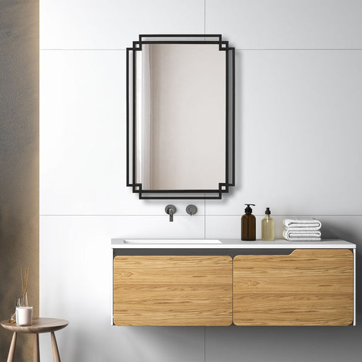Dreska Matte Black Mirror | Modern Rectangle Iron Frame Bathroom Vanity Mirror Mounted Vertical or Horizontal (22 in. W x 34 in. H x 1 in. D)