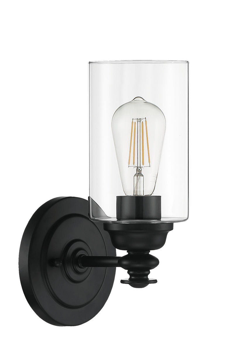 Craftmade 49801-FB-C Dardyn 1 Light Wall Light Sconce -Flat Black (Clear Glass)