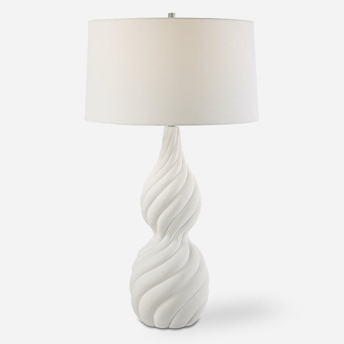 Uttermost Twisted Swirl White Table Lamp