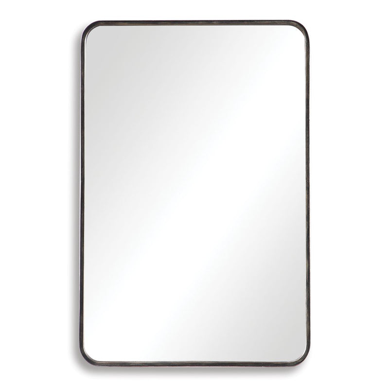 Nuvik Dark Bronze with Gold Highlights Mirror | Modern Rectangle Iron Frame Bathroom Vanity Mirror with Rounded Corners Mounted Vertical or Horizontal (24 in. W x 36 in. H x 1 in. D)