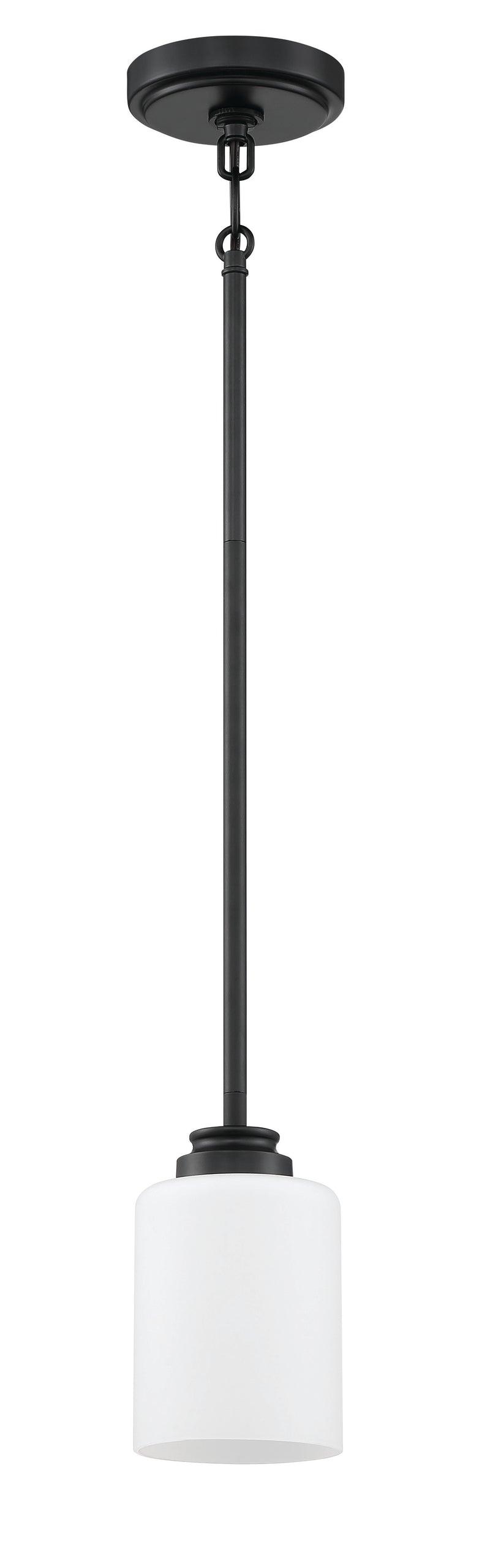 Craftmade 50591-FB-WG Bolden 1 Light Mini Pendant -Flat Black (White Glass)