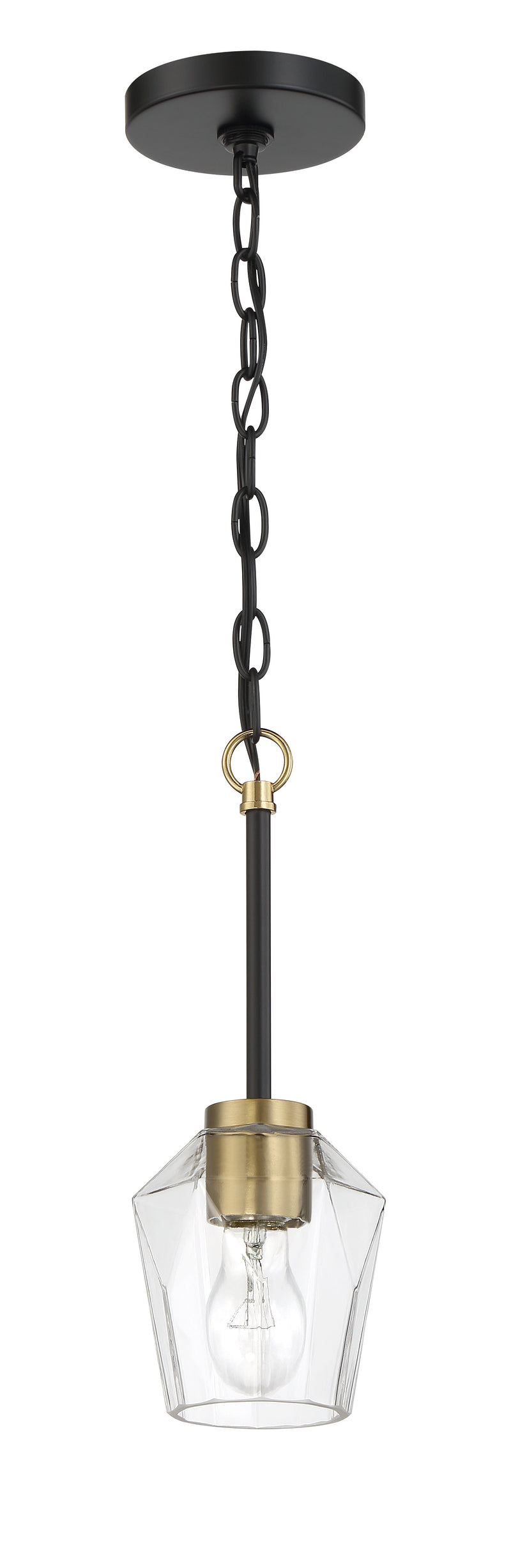 Craftmade 56991-FBSB Avante Grand 1 Light Mini Pendant -Flat Black/Satin Brass