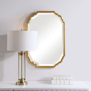 Dorado Antique Metallic Gold Leaf Mirror | Modern Oval Engineered Wood Frame Bathroom Vanity Mirror Mounted Vertical or Horizontal (22 in. W x 32 in. H x 1 in. D)