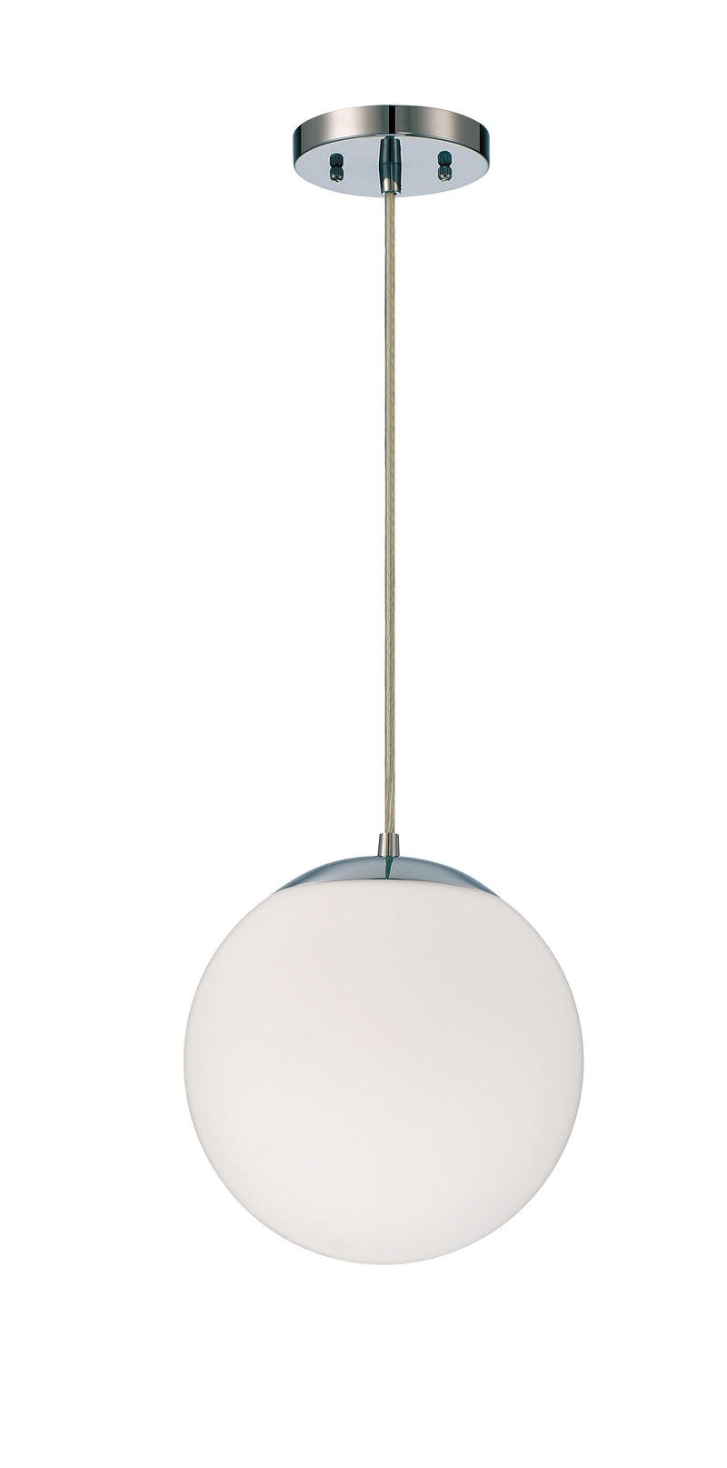 Craftmade 56891-CH-WG Gaze 1 Light 10" Pendant -Chrome (White Glass)