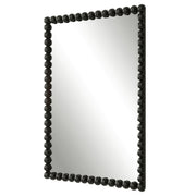 Uttermost Serna 09789 black modern rectangle bathroom vanity mirror with iron beaded frame in satin black, 21 in. W x 30 in. H