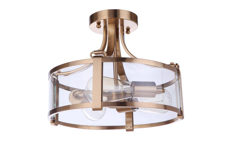 Craftmade 55353-SB Elliot 3 Light Semi Flush -Satin Brass