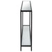 Tivlo Console Table | Satin Black with Mirrored Top and Tempered Glass Bottom (56 in. W x 30 in. H x 8 in. D)