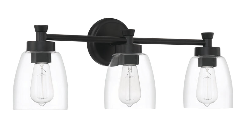 Craftmade 12724FB3 Henning 3 Light Bathroom Vanity Light -Flat Black