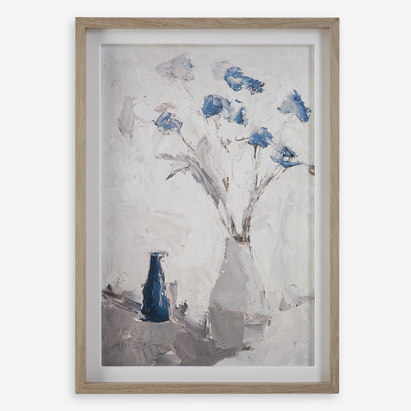 Uttermost Blue Flowers In Vase Framed Print - ALCOVE LIGHTING