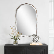 Vezzy Antique Bronze with Gold Highlights Mirror | Modern Arch Engineered Wood Frame Bathroom Vanity Mirror (24 in. W x 36 in. H x 1 in. D)