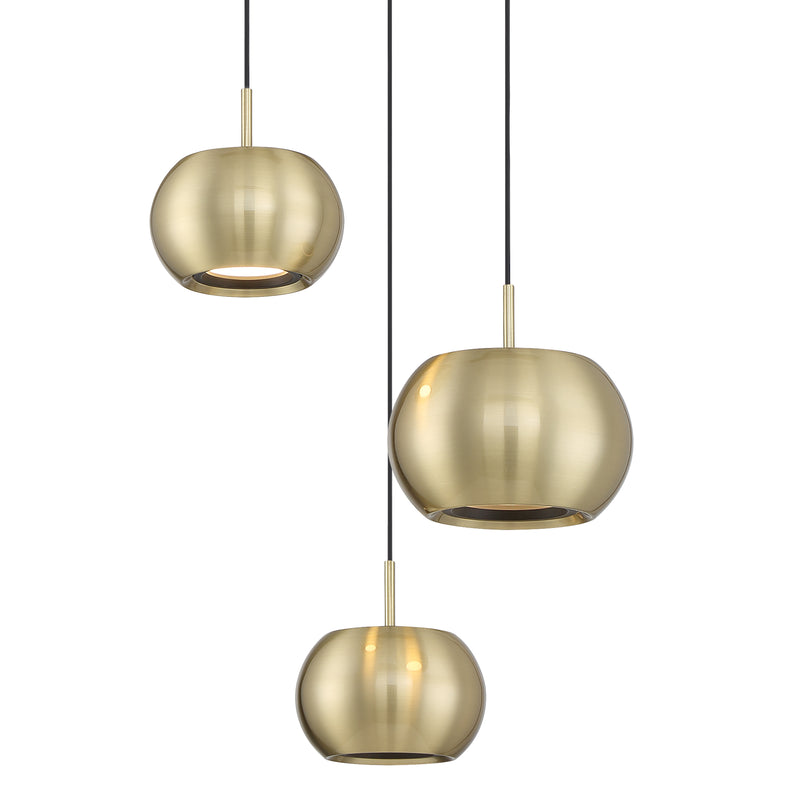 George Kovacs P5473-884-L Halo 3 LED Light Pan Pendant Light -Coal and Brushed Gold