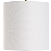 Arvia Antique Brass Modern Metal Buffet Table Lamp with White Linen Shade (32" H Lamp with 9" H x 9" W Shade)