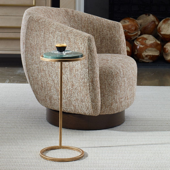 Parlen Accent Table | Aged Gold Iron and Dark Green Marble Top (10 in. W x 24 in. H)