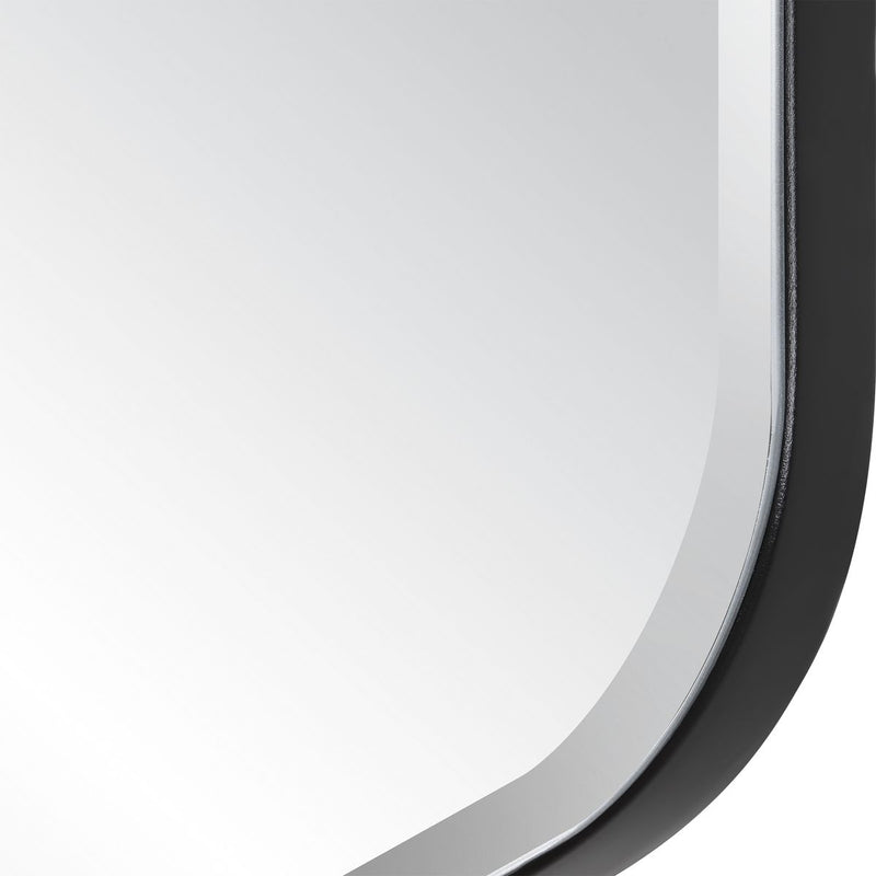 Gemura Black Mirror | Modern Diamond Polystyrene Frame Bathroom Vanity Mirror with Rounded Corners (32 in. W x 36 in. H x 1 in. D)