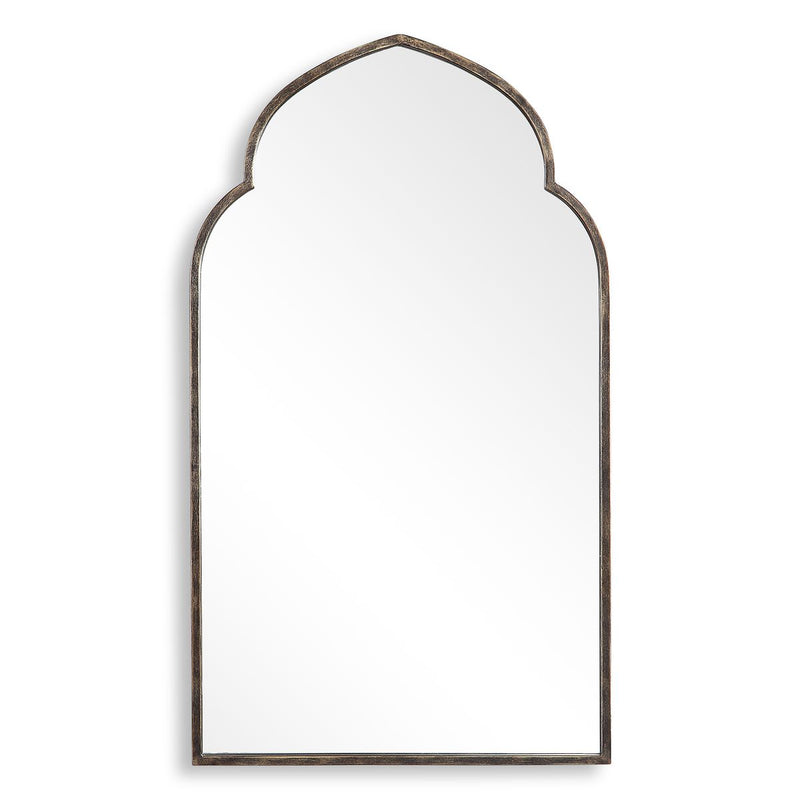 Marzala Dark Bronze with Gold Highlights Mirror | Modern Arch Iron Frame Bathroom Vanity Mirror (22 in. W x 38 in. H x 1 in. D)