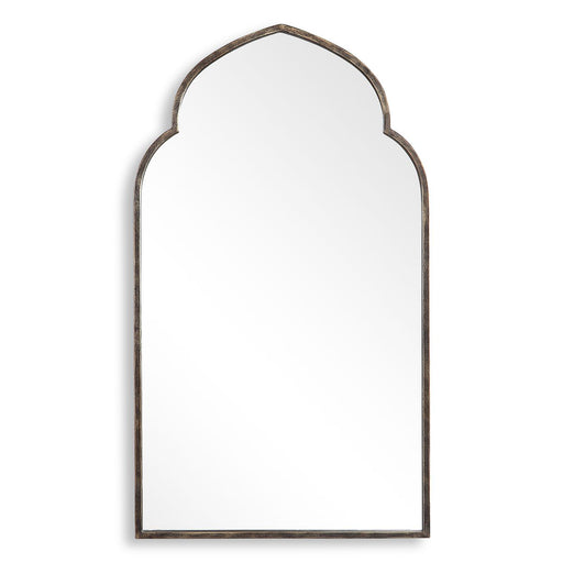 Marzala Dark Bronze with Gold Highlights Mirror | Modern Arch Iron Frame Bathroom Vanity Mirror (22 in. W x 38 in. H x 1 in. D)