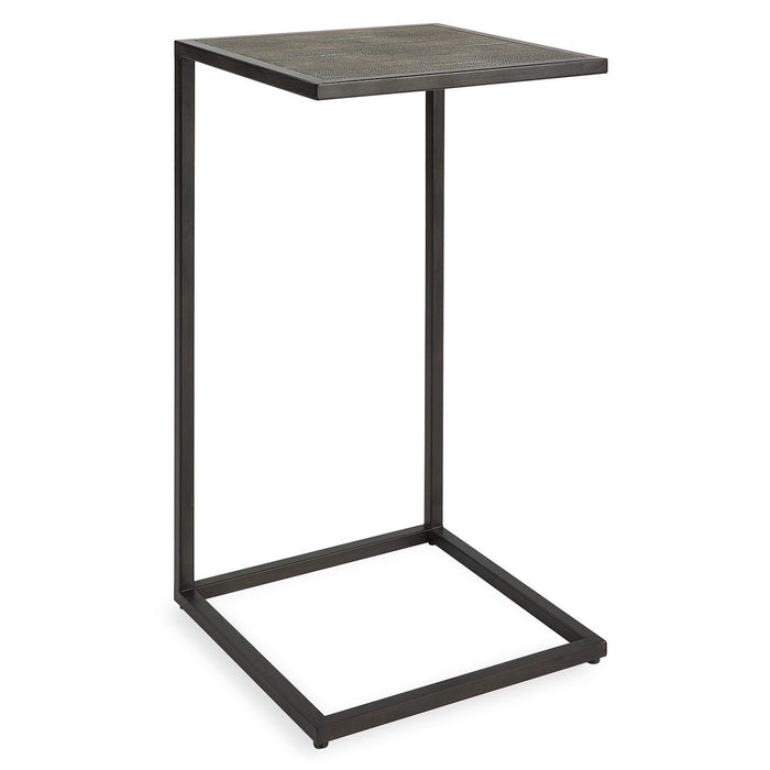 Calden Accent Table | Antique Black with Gray Shagreen Top (12 in. W x 24 in. H)