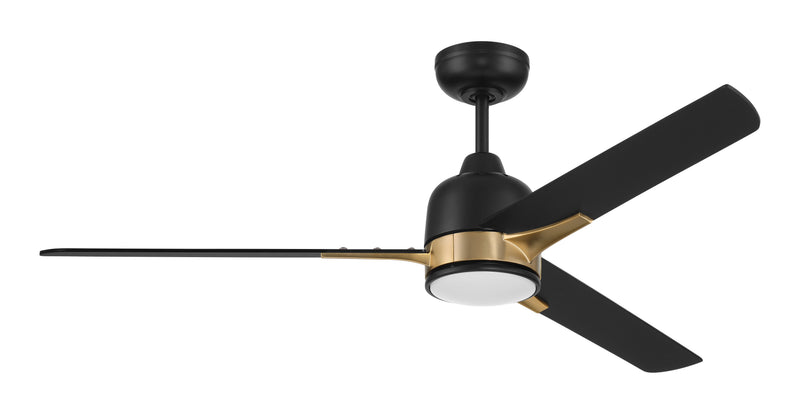 Craftmade FUL52FBSB3 Fuller LED Ceiling Fan -Flat Black/Satin Brass