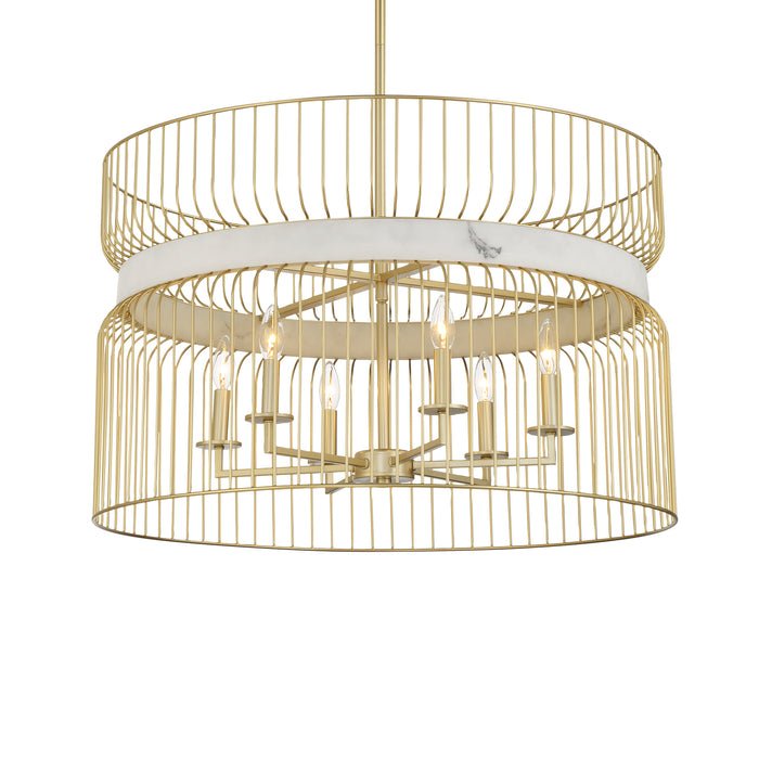 Minka Lavery Park Slope By Robin Baron 6 Light Pendant-Nouveau Gold