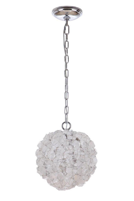 Craftmade 48490-CH Roxx 1 Light Medium Pendant -Chrome w/Quartz Crystals