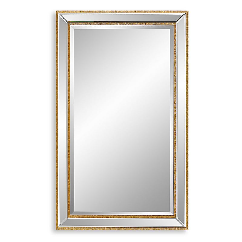 Gildmere Gold Mirror | Modern Rectangle Engineered Polymer Frame Bathroom Vanity Mirror Mounted Vertical or Horizontal (24 in. W x 40 in. H x 1 in. D)