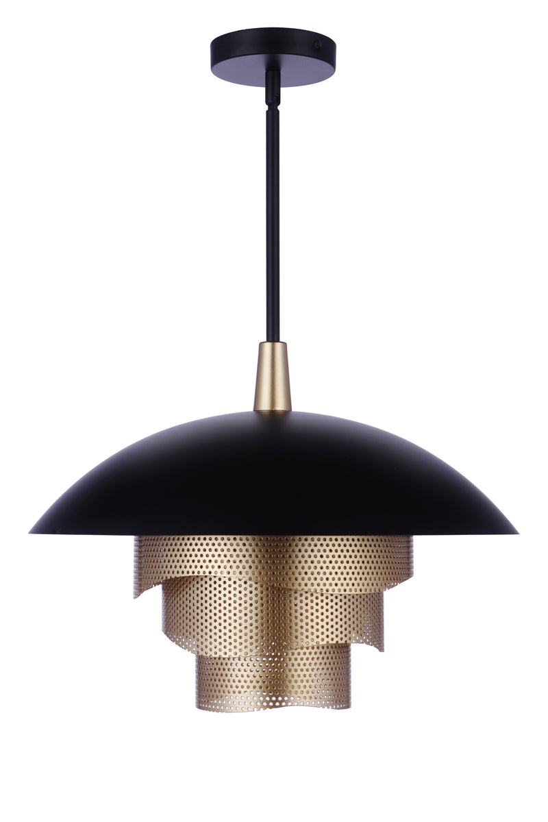 Craftmade P1010FBMG-LED 19” Diameter Sculptural Statement Dome Pendant with Perforated Metal Shades -Flat Black/Matte Gold
