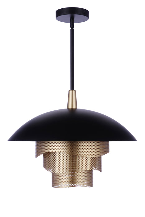 Craftmade P1010FBMG-LED 19” Diameter Sculptural Statement Dome Pendant with Perforated Metal Shades -Flat Black/Matte Gold