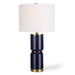 Solindra Royal Blue Modern Ceramic Table Lamp with White Linen Shade (26" H Lamp with 10" H x 15" W Shade)