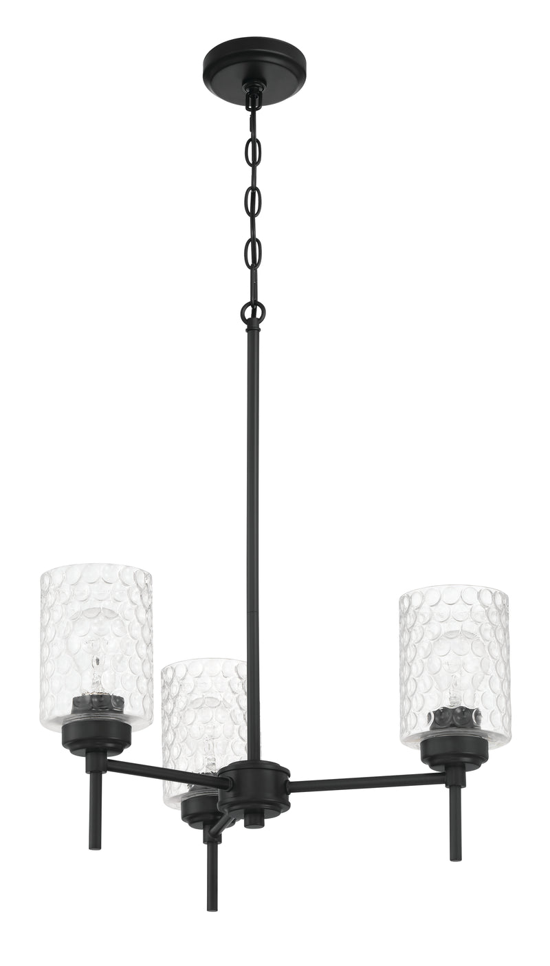 Craftmade 60523-FB Claire 3 Light Chandelier -Flat Black