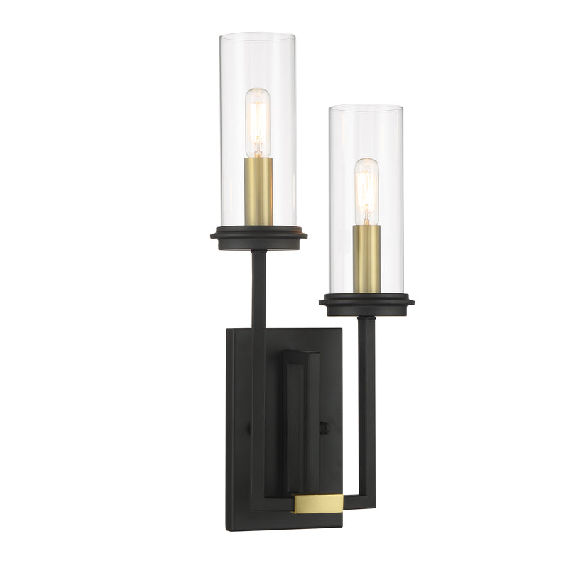 Minka Lavery Hillstone 2 Light Wall Sconce-Sand Coal & Soft Brass - ALCOVE LIGHTING
