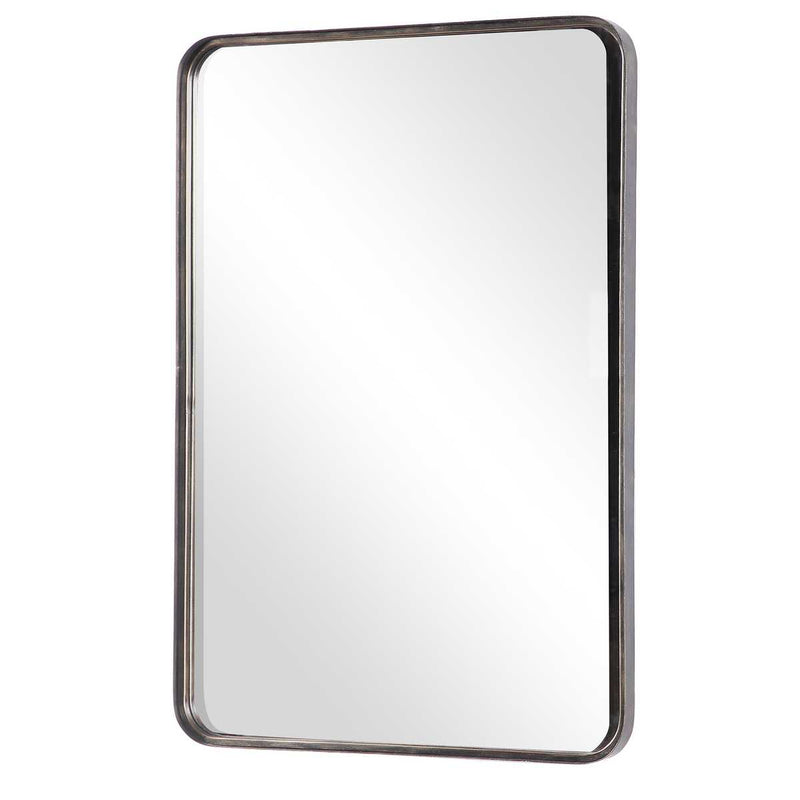 Nuvik Dark Bronze with Gold Highlights Mirror | Modern Rectangle Iron Frame Bathroom Vanity Mirror with Rounded Corners Mounted Vertical or Horizontal (24 in. W x 36 in. H x 1 in. D)