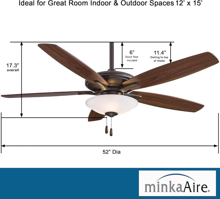 Minka Aire F522L-ORB Mojo 52" Oil Rubbed Bronze Ceiling Fan with LED Light