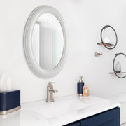 Avara Pure White Mirror | Modern Oval Polystyrene Frame Bathroom Vanity Mirror Mounted Vertical or Horizontal (22 in. W x 29 in. H x 1 in. D)