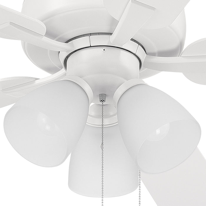 Stellant 52 in. Matte White Ceiling Fan with LED Light and Pull Chain Control