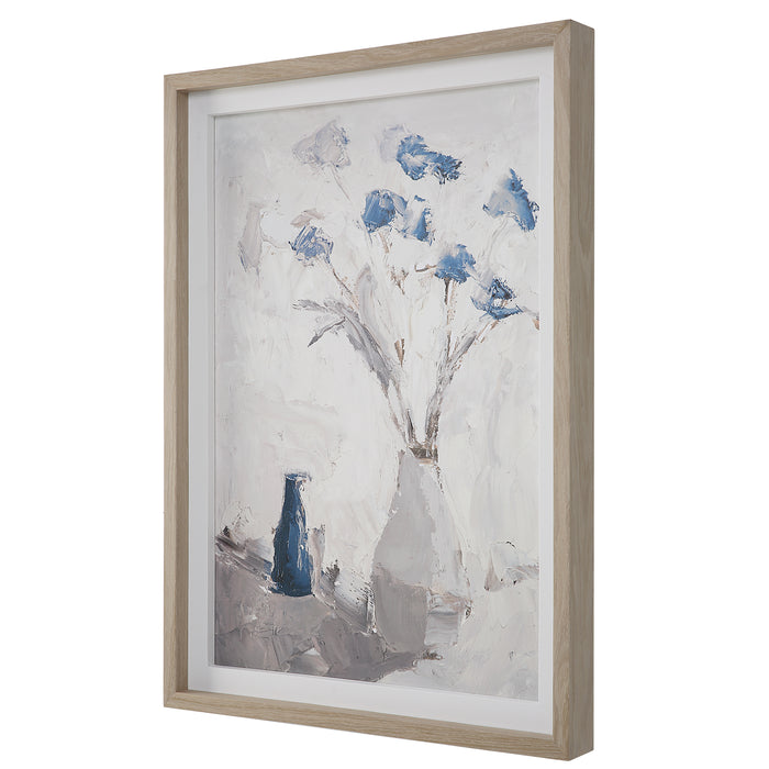 Uttermost Blue Flowers In Vase Framed Print