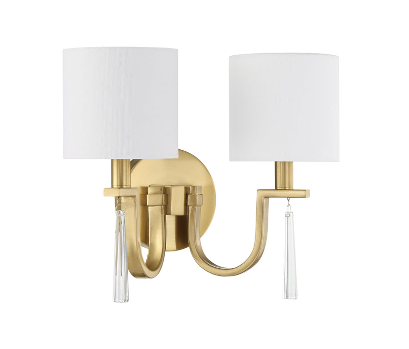 Craftmade 58262-SB Fortuna 2 Light Wall Light Sconce -Satin Brass