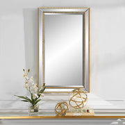 Gildmere Gold Mirror | Modern Rectangle Engineered Polymer Frame Bathroom Vanity Mirror Mounted Vertical or Horizontal (24 in. W x 40 in. H x 1 in. D)