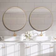 Arculo Brushed Gold Mirror | Modern Round Aluminum Frame Bathroom Vanity Mirror (34 in. W x 34 in. H x 2 in. D)