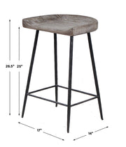 Uttermost Cordova Carved Wood Counter Stool - ALCOVE LIGHTING