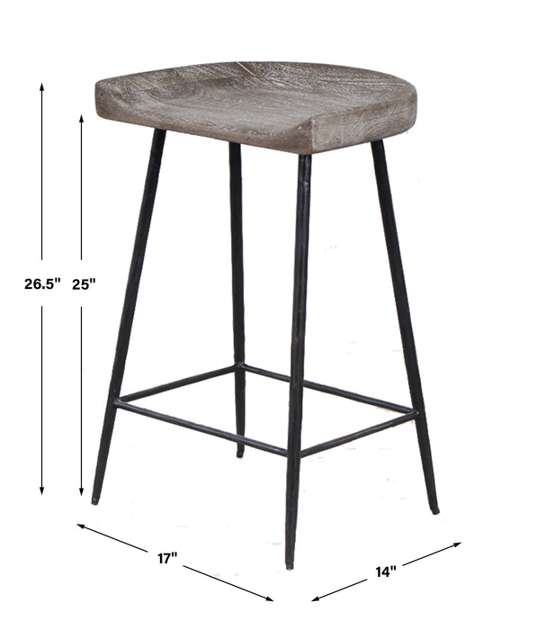 Uttermost Cordova Carved Wood Counter Stool