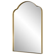 Uttermost Sidney 09896 brass modern arch bathroom vanity mirror with stainless steel frame and floating polished edge mirror, 20 in. W x 30 in. H